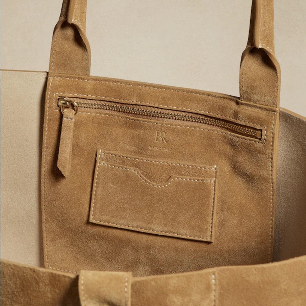 Banana Republic Corso Suede Leather Top Handle Tote Bag - Picture 3 of 11